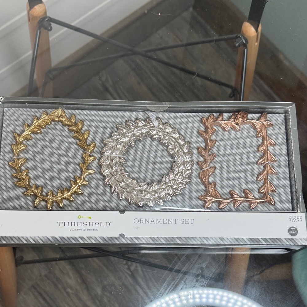 Threshold Gold, Silver, and Bronze Leaf Ornament Set